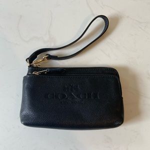 Authentic black leather Coach wristlet